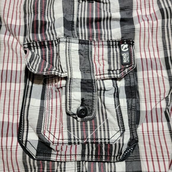 Ecko Unltd Cargo Shorts w/ Draw String Tie White, Black & Red Stripe - Size 38 - Picture 7 of 9